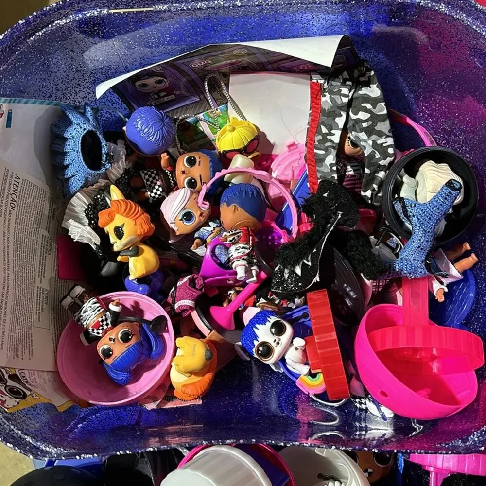lol doll lot including 2 large dolls and many small dolls accessories in box